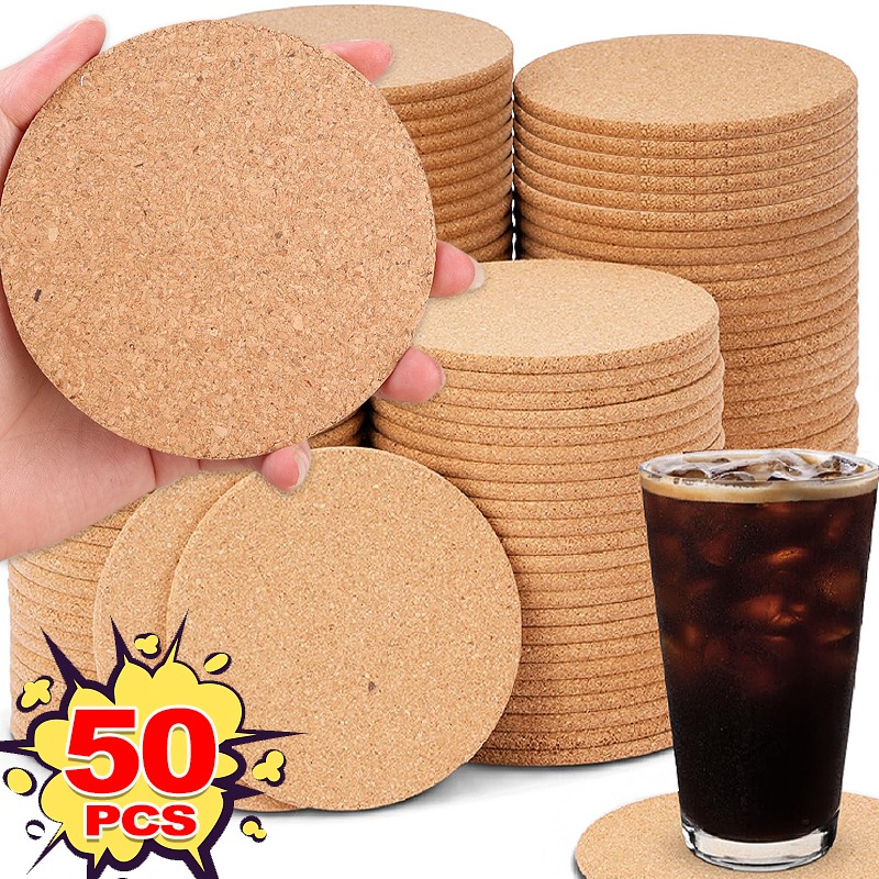 Coffee Tea Station - 1/50x Thick Cork Coaster Set Multi-Functional