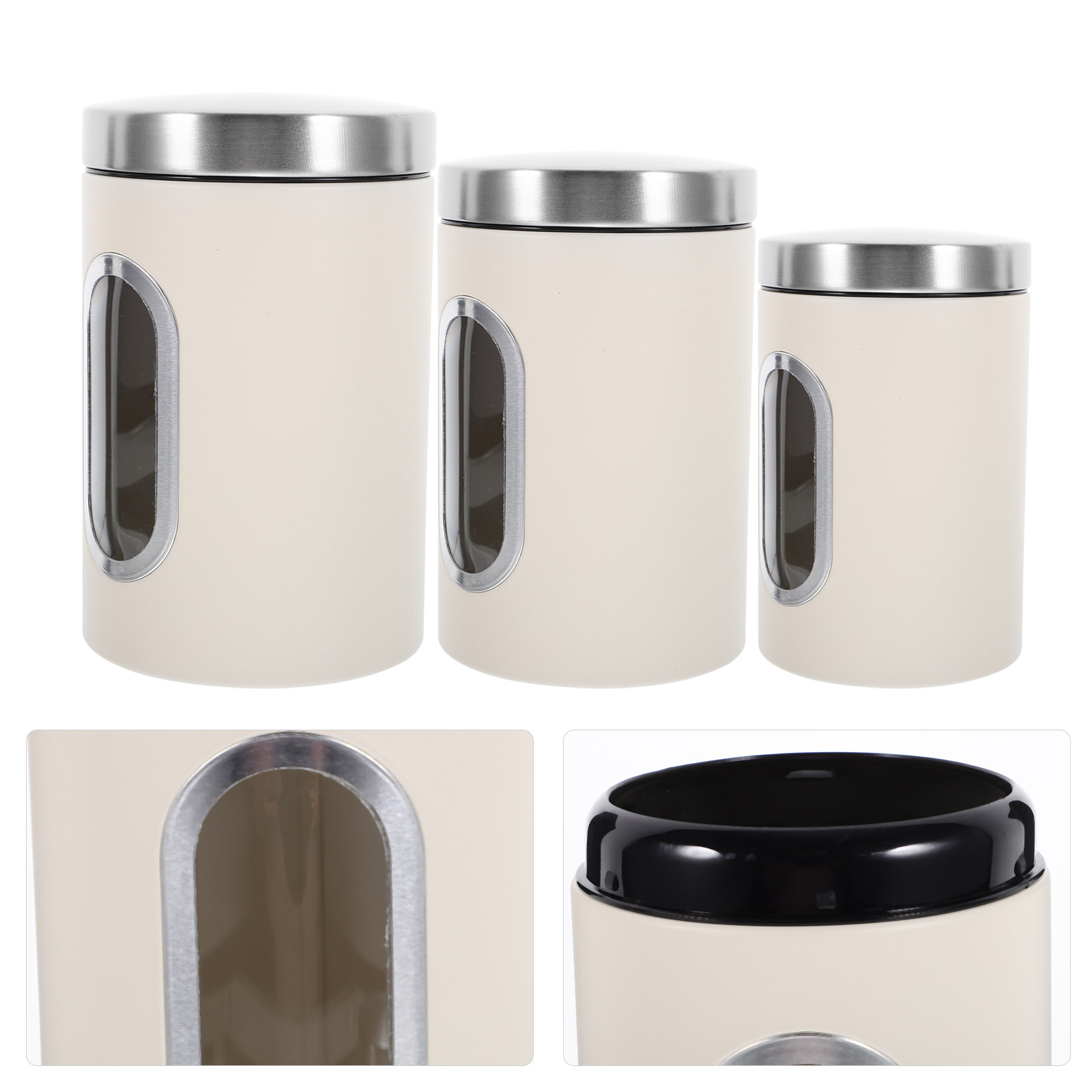 Tea Coffee Sugar Container - 3Pcs Storage Jar Set Airtight Tea