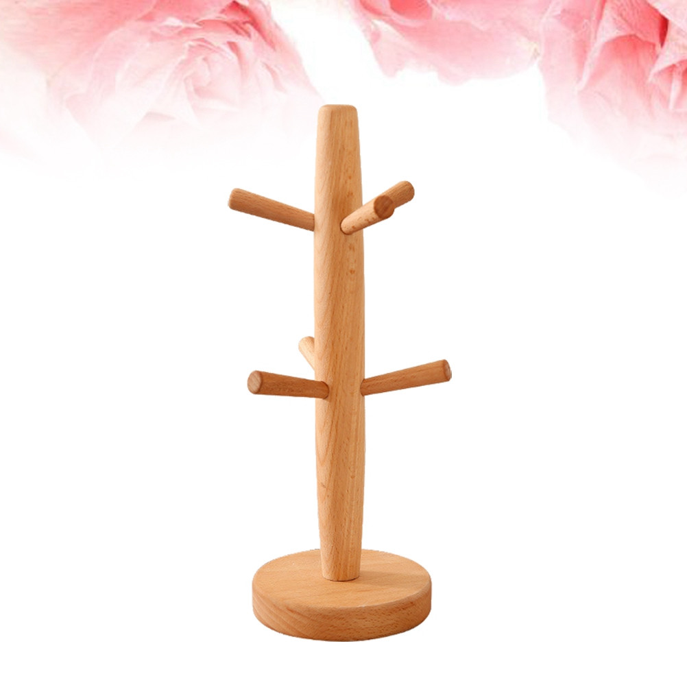 Coffee Tea Mugs - Beech Solid Mug Rack Tree Natural