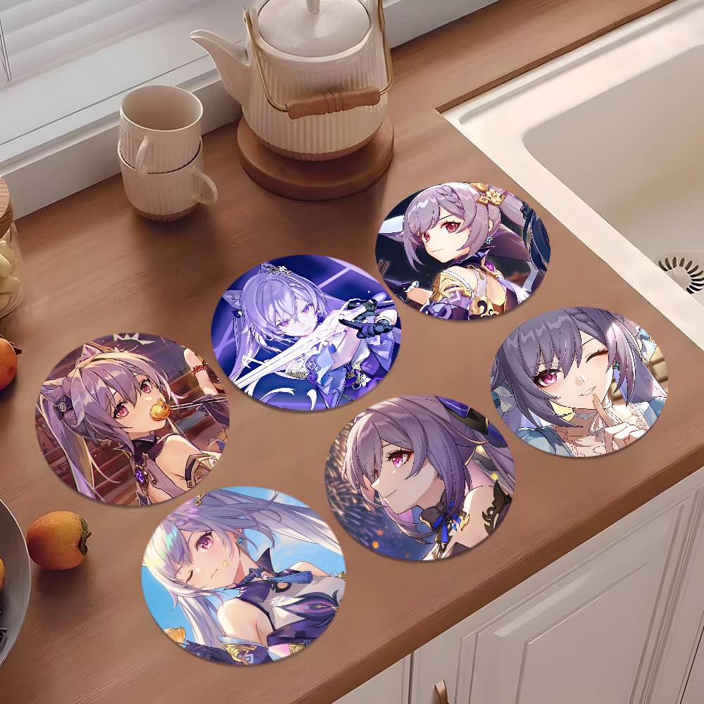 Coffee Tea Game - Genshin Game Keqing Coasters 10cm Round