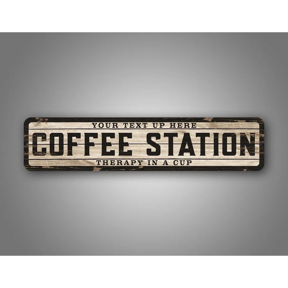 Coffee Tea Name - Custom Text Logo Weathered Wood Sign