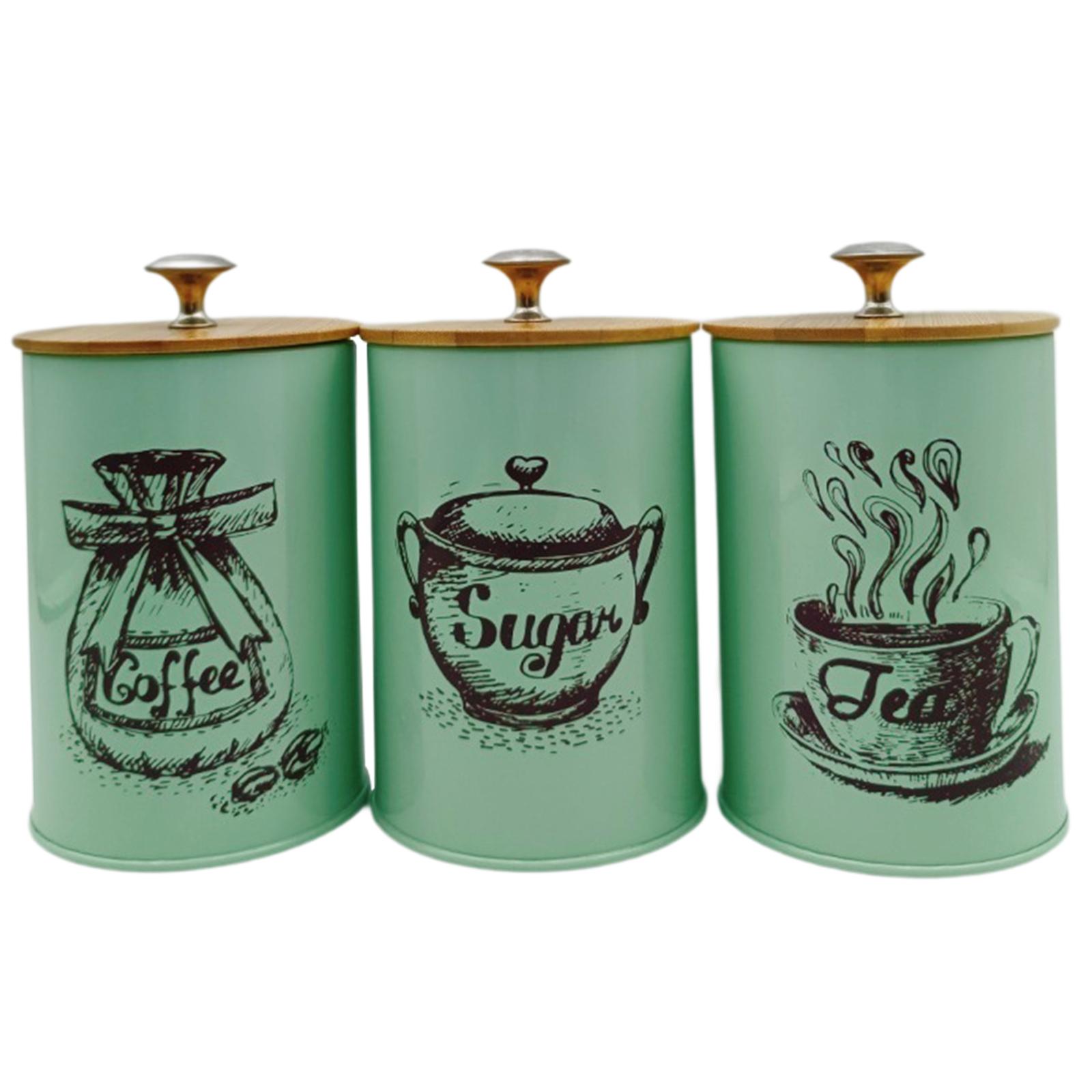 Tea Coffee Sugar Container - 3Pcs Sealed Coffee Canister Set Iron
