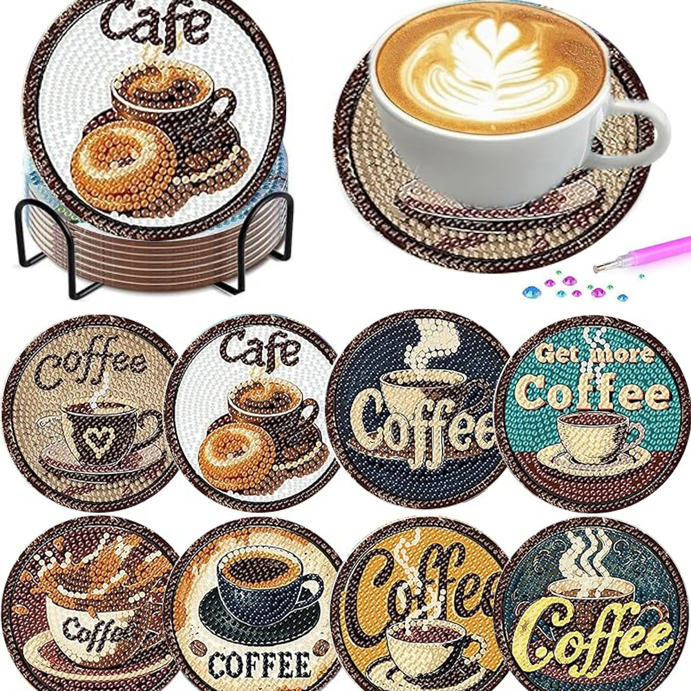Coffee Tea Mugs - 8 pieces/set of diamond painted coaster