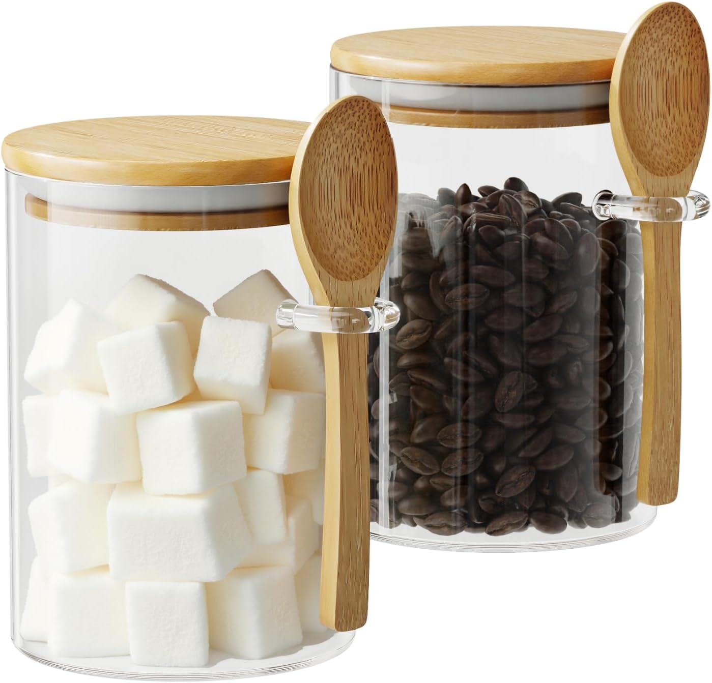 Tea Coffee Sugar Container - 2 Pack 15oz Glass Sugar Container