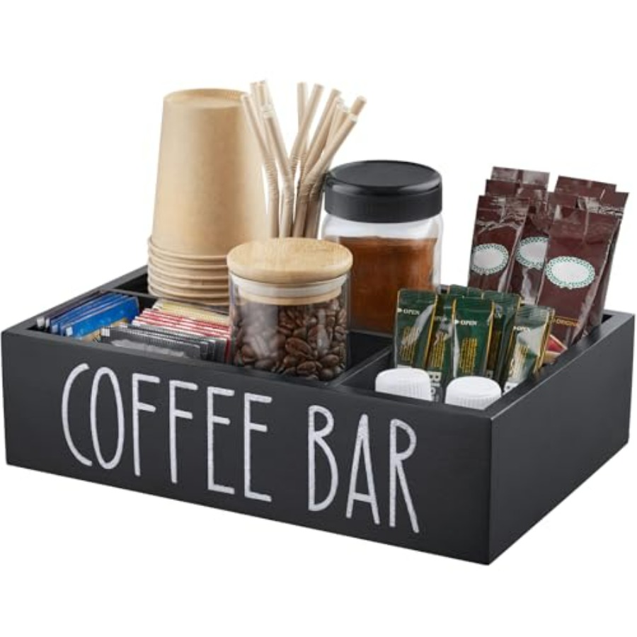 Coffee Tea Station - Coffee Station Organizer - Wood Countertop