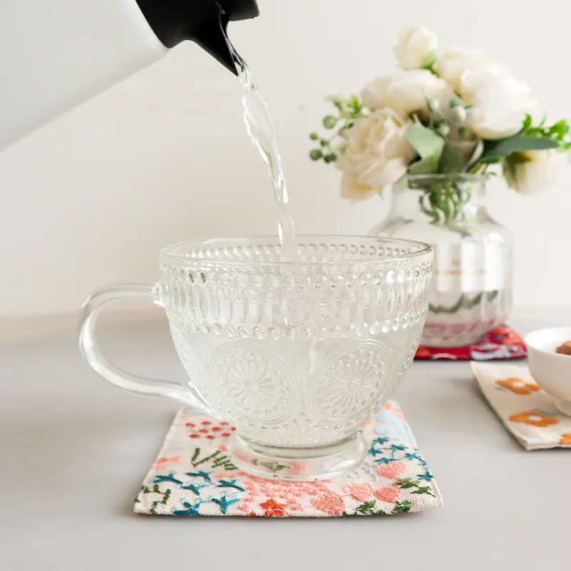 New Cotton Hemp Cup Mat Embroi - Coffee Plus Tea บทวิจารณ์และราคา