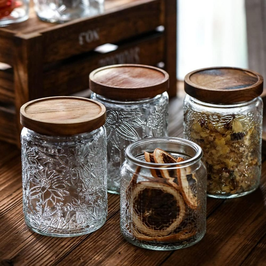 ANSQU Vintage Glass Jar with L - Tea Coffee Sugar Container บทวิจารณ์และราคา