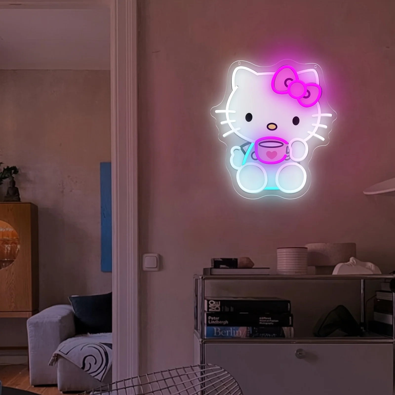 LED Hello Kitty Drink Tea Neon - Coffee Tea Neon Sign บทวิจารณ์และราคา