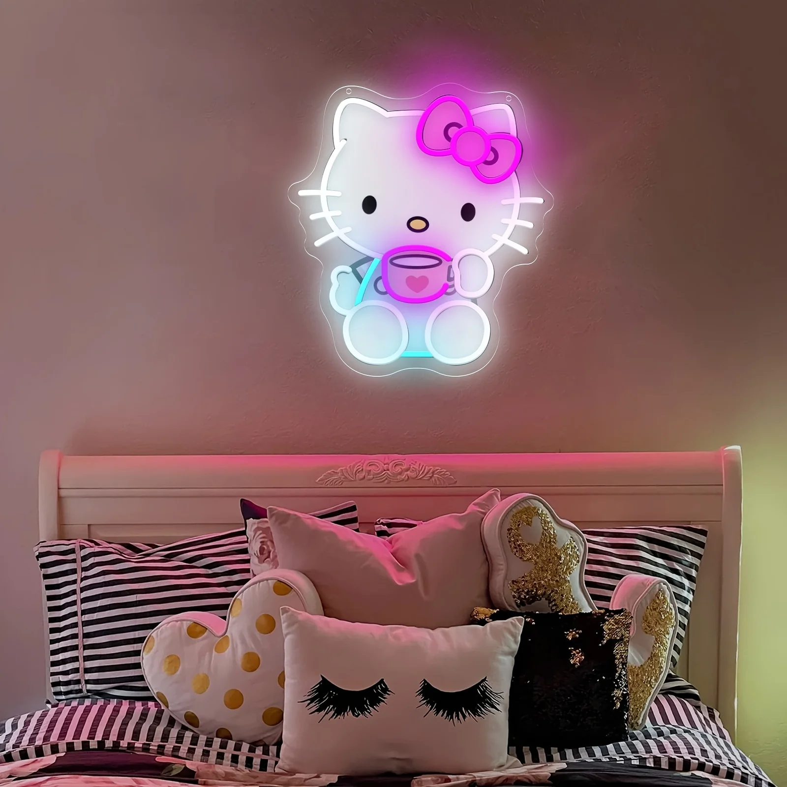 LED Hello Kitty Drink Tea Neon - Coffee Tea Neon Sign บทวิจารณ์และราคา