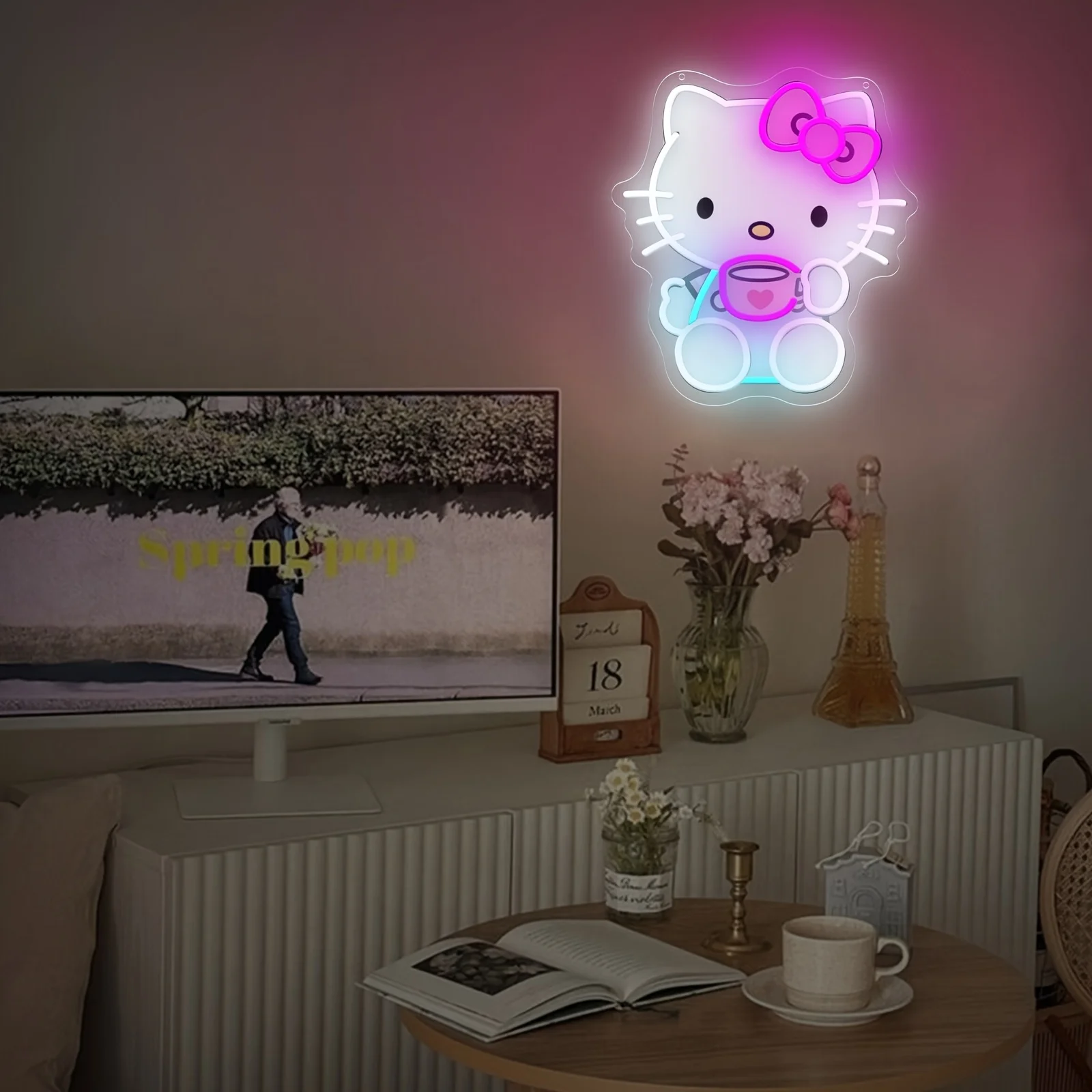 LED Hello Kitty Drink Tea Neon - Coffee Tea Neon Sign บทวิจารณ์และราคา
