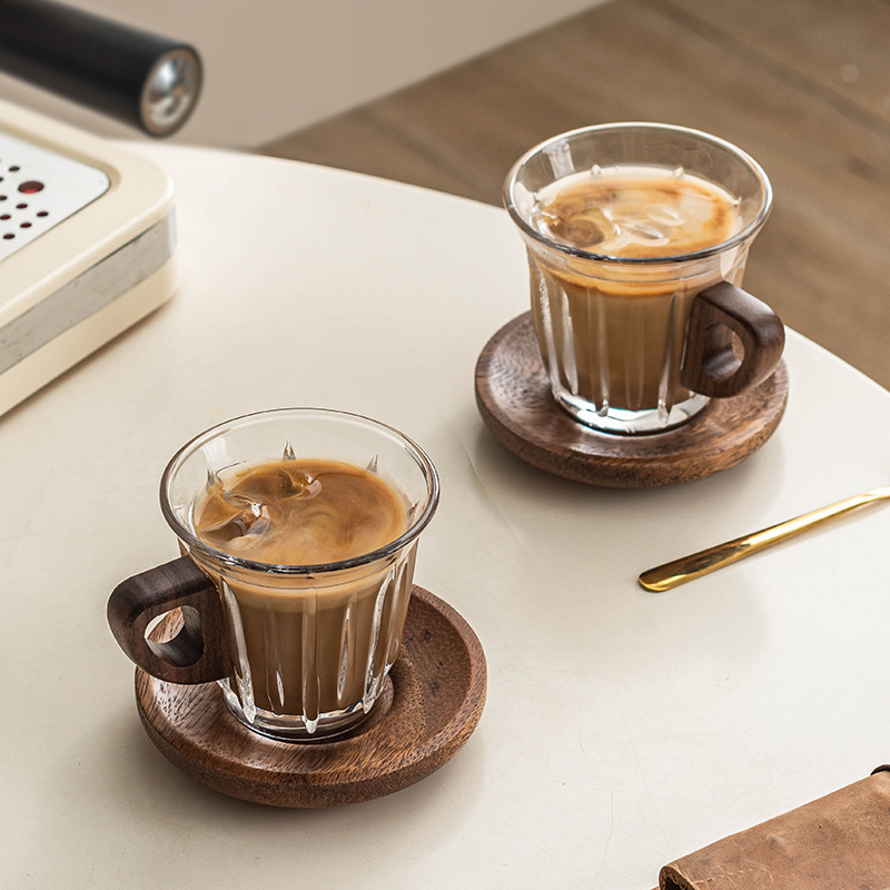 Glass Coffee Cup Set with Coas - Coffee And Tea Bar บทวิจารณ์และราคา