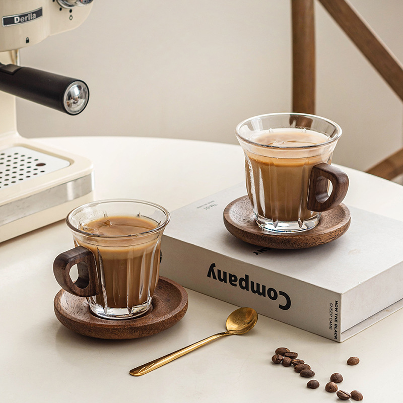 Glass Coffee Cup Set with Coas - Coffee And Tea Bar บทวิจารณ์และราคา