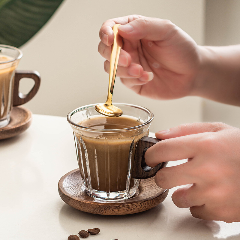 Glass Coffee Cup Set with Coas - Coffee And Tea Bar บทวิจารณ์และราคา