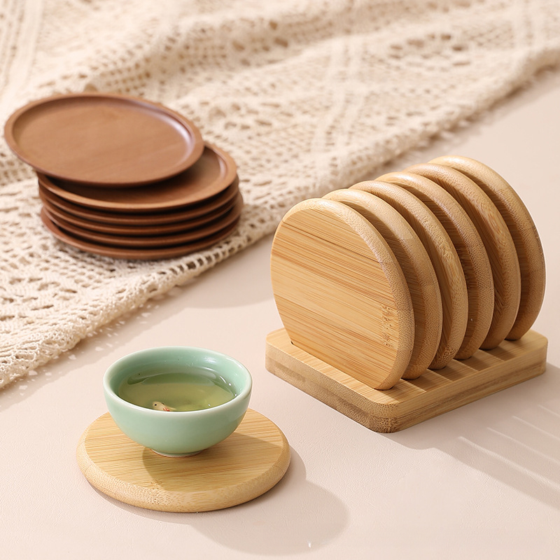 Bamboo Round Coaster Anti-scal - Coffee Tea Place บทวิจารณ์และราคา