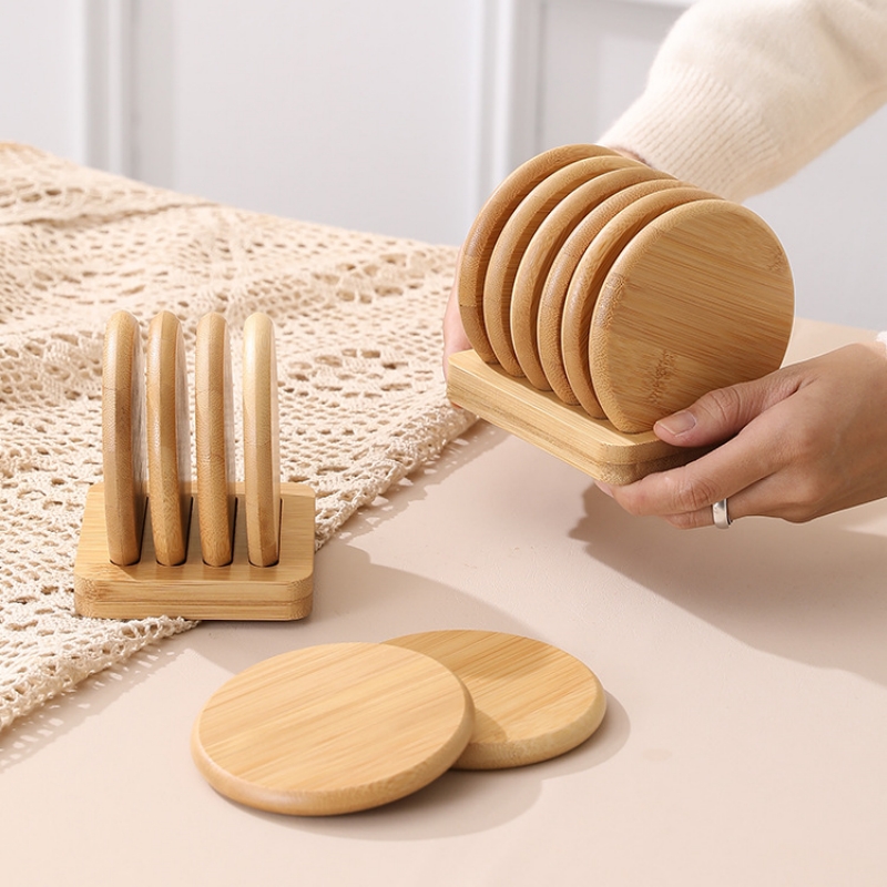 Bamboo Round Coaster Anti-scal - Coffee Tea Place บทวิจารณ์และราคา