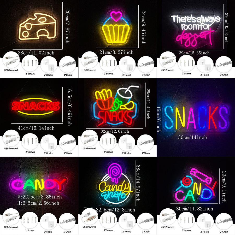 Snacks Neon Sign for Wall Deco - Coffee Tea Neon Sign บทวิจารณ์และราคา