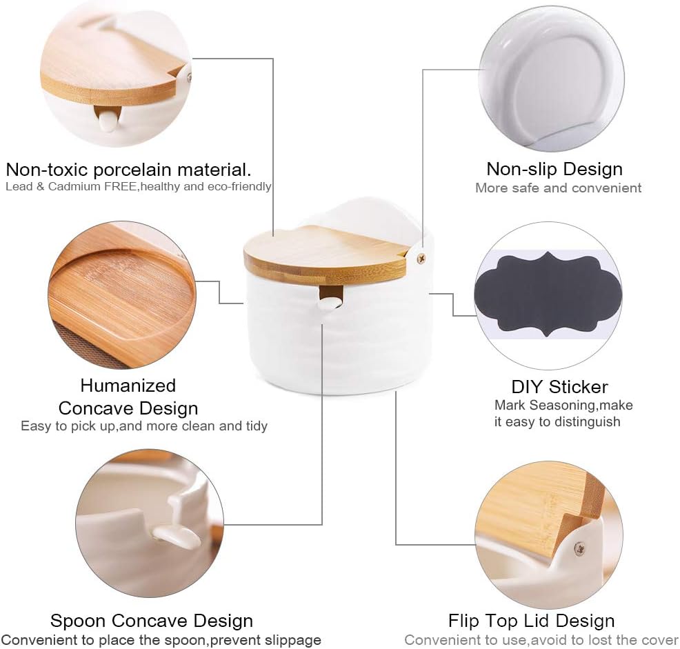 Ceramic Salt Cellars with Lids - Tea Coffee Sugar Container บทวิจารณ์และราคา