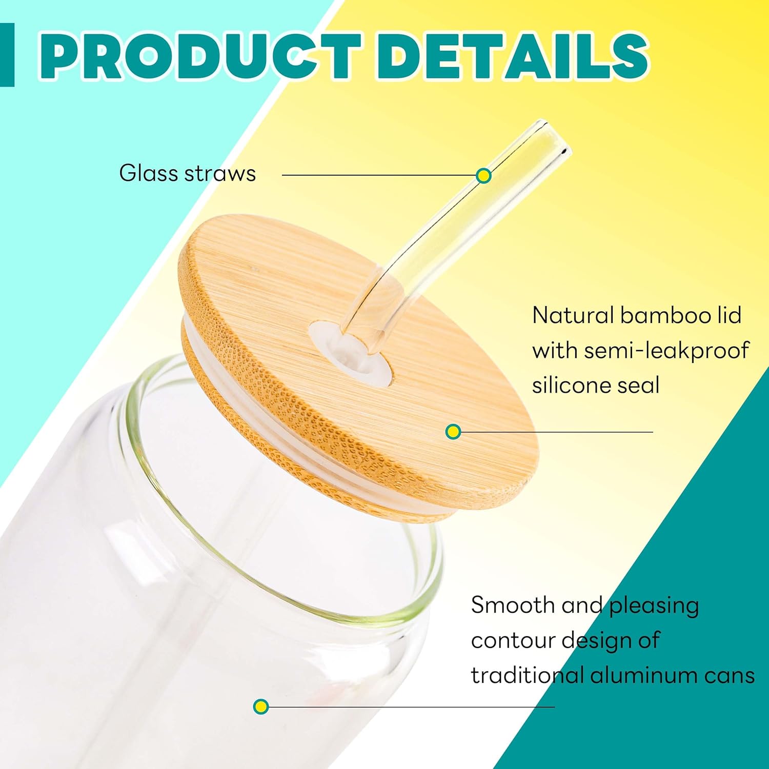 Glass Cups with Bamboo Lids an - Coffee Tea Boba บทวิจารณ์และราคา