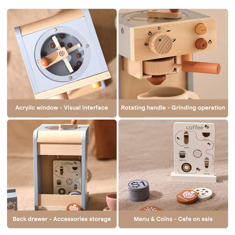 Kids Kitchen Toys Set Wooden C - Coffee Tea Game บทวิจารณ์และราคา
