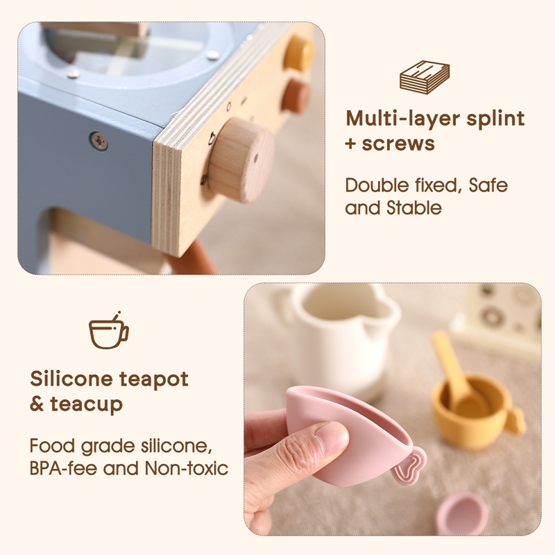 Kids Kitchen Toys Set Wooden C - Coffee Tea Game บทวิจารณ์และราคา