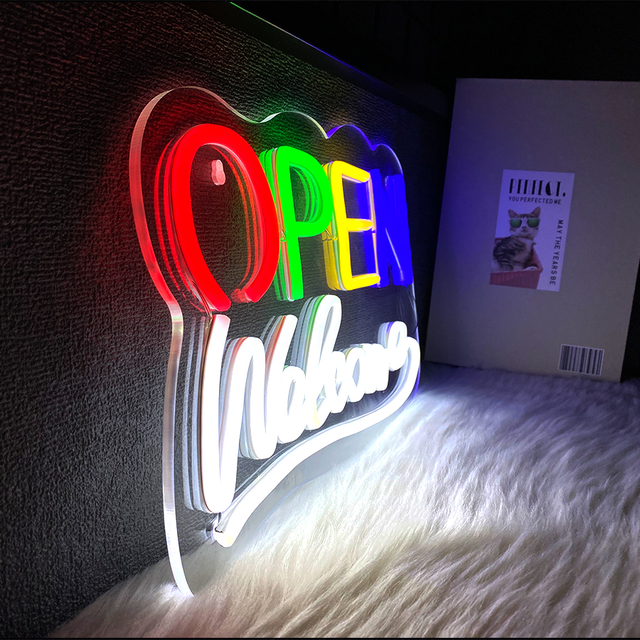 Open Welcome Neon Sign For Wal - Coffee Tea Neon Sign บทวิจารณ์และราคา