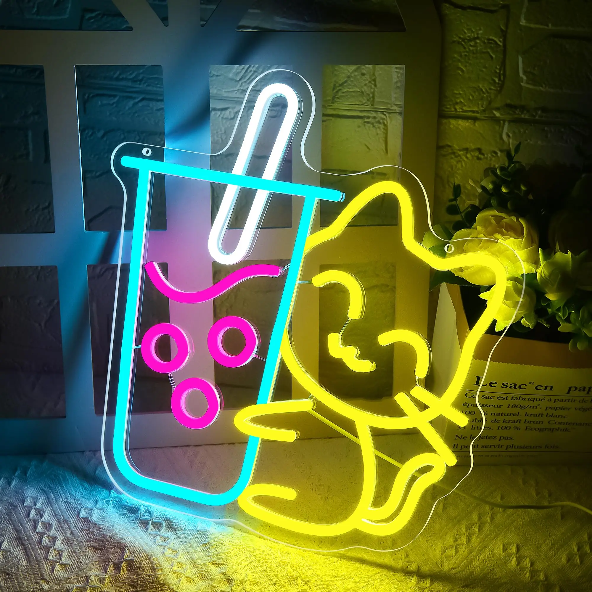 Cat Boba Tea Neon Sign for Wal - Coffee Tea Neon Sign บทวิจารณ์และราคา