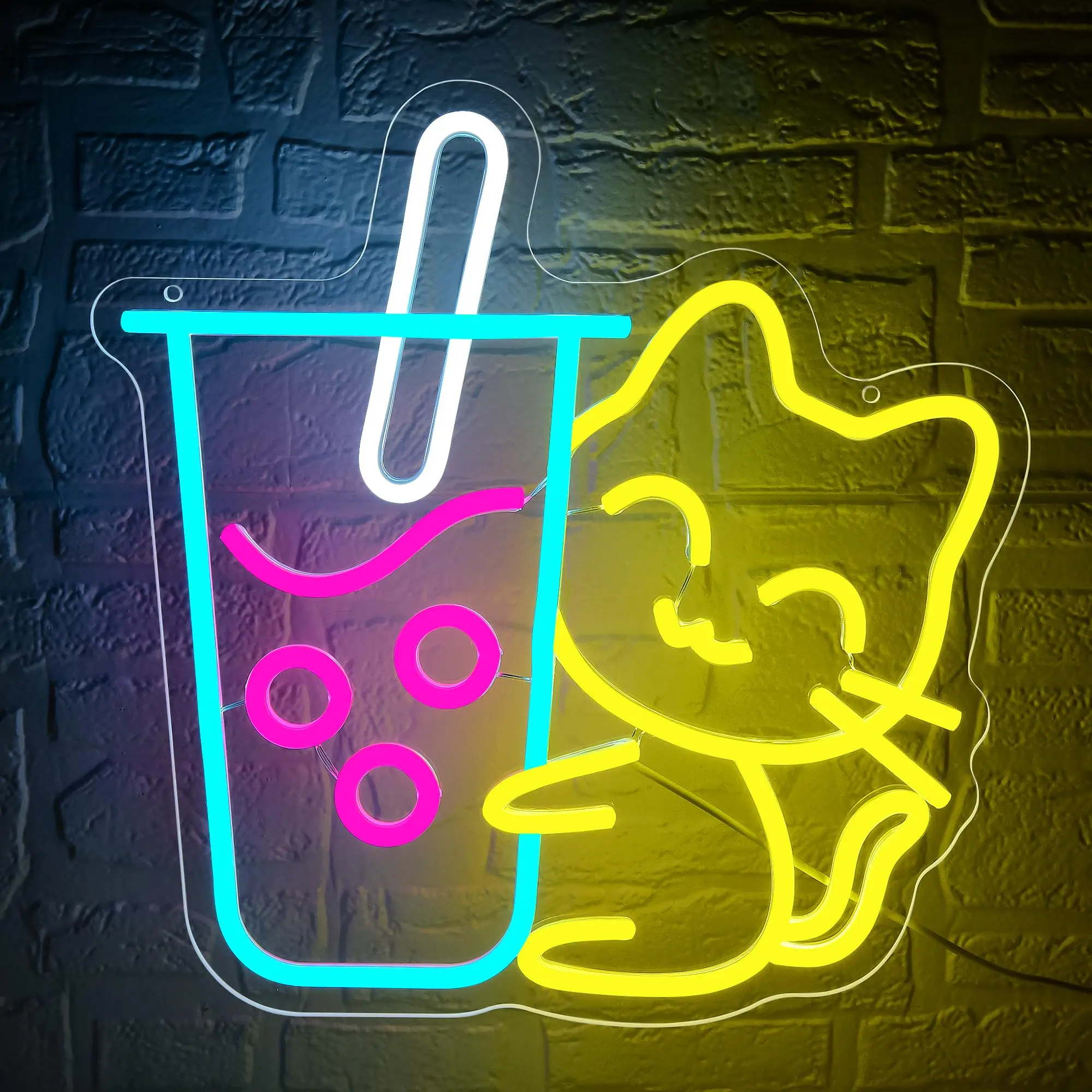 Cat Boba Tea Neon Sign for Wal - Coffee Tea Neon Sign บทวิจารณ์และราคา