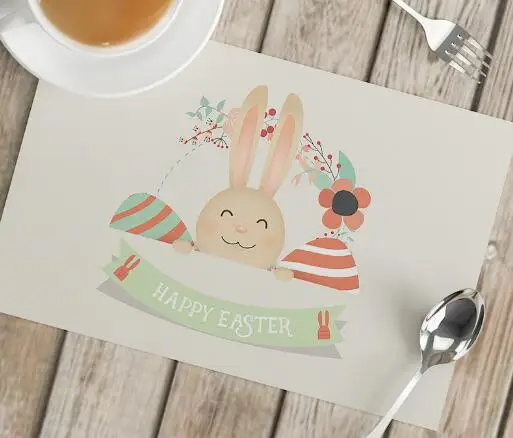 Cartoon Easter Bunny Eggs Prin - Coffee Tea Place บทวิจารณ์และราคา
