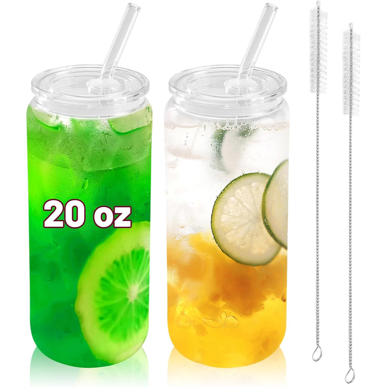 20 oz Glass Cups with Acrylic  - Coffee Tea Boba บทวิจารณ์และราคา