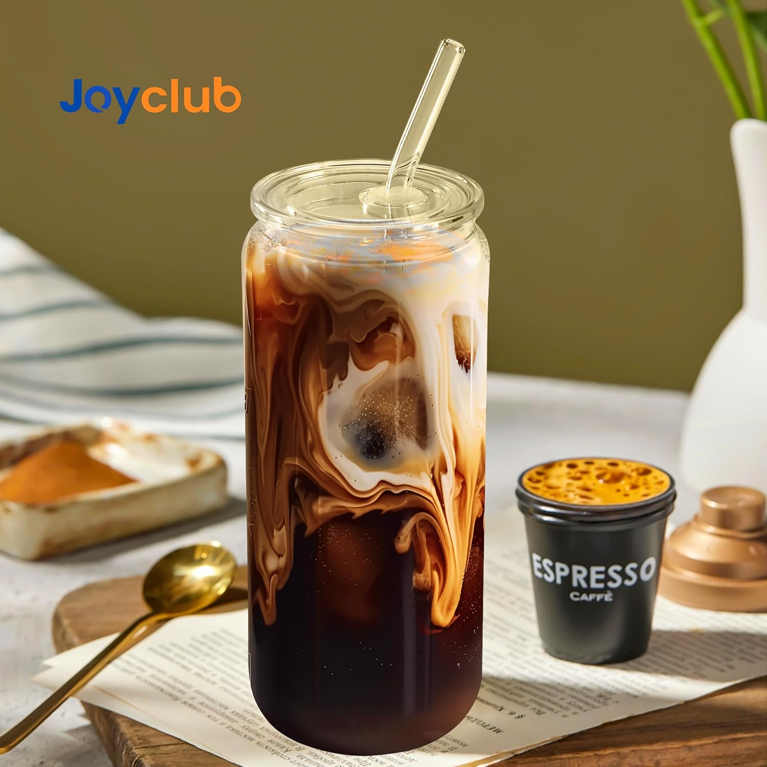 20 oz Glass Cups with Acrylic  - Coffee Tea Boba บทวิจารณ์และราคา