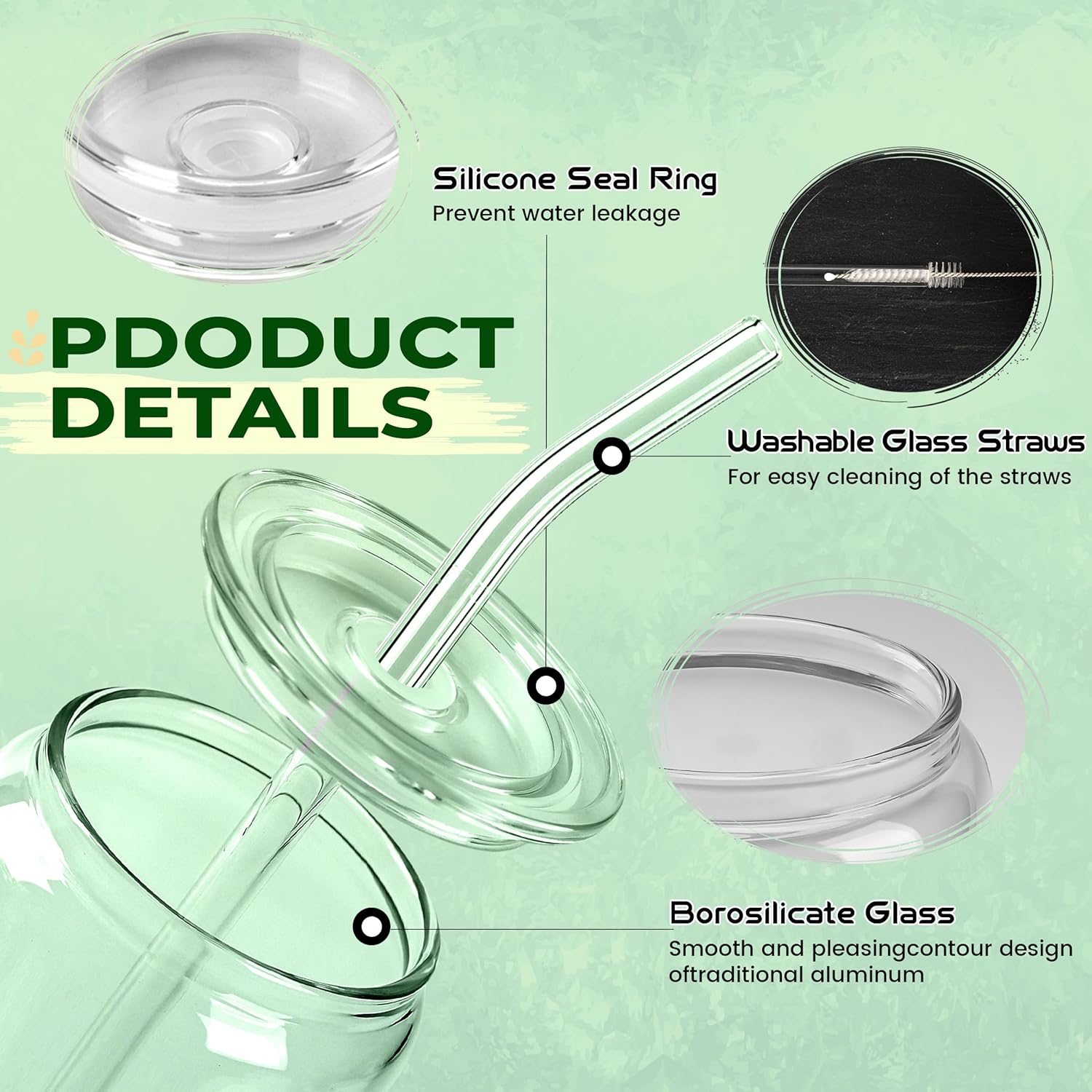 20 oz Glass Cups with Acrylic  - Coffee Tea Boba บทวิจารณ์และราคา