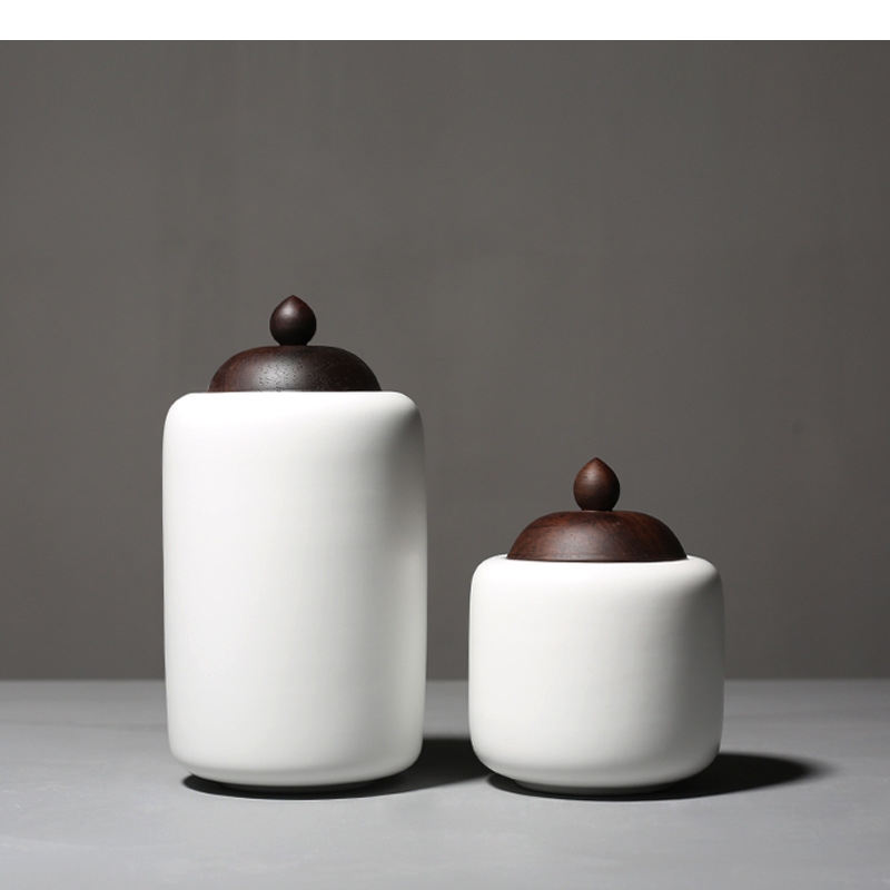 Ceramic Tea Pot Wooden Lid Por - Tea Coffee Sugar Container บทวิจารณ์และราคา