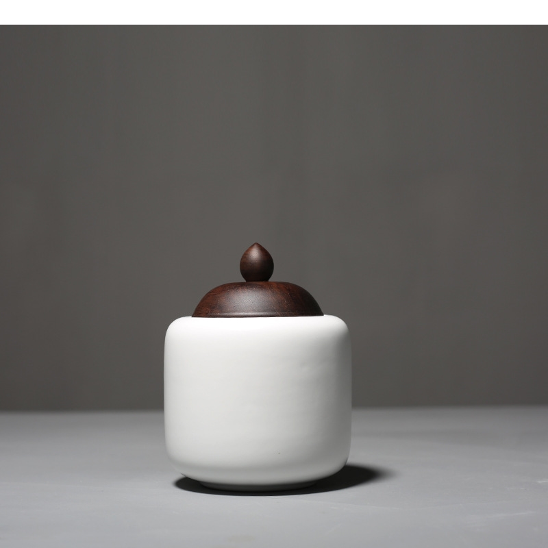 Ceramic Tea Pot Wooden Lid Por - Tea Coffee Sugar Container บทวิจารณ์และราคา