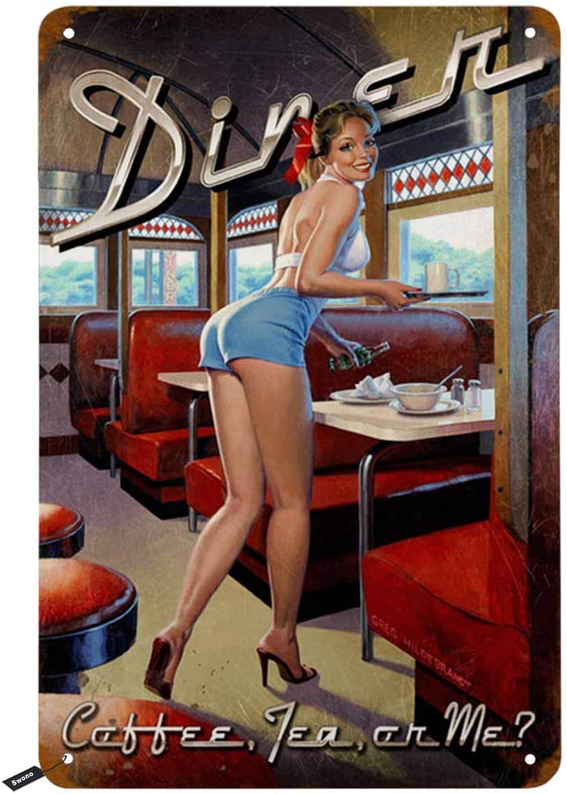 Swono Dinner Tin Signs,Pinup S - Coffee Tea And Me บทวิจารณ์และราคา