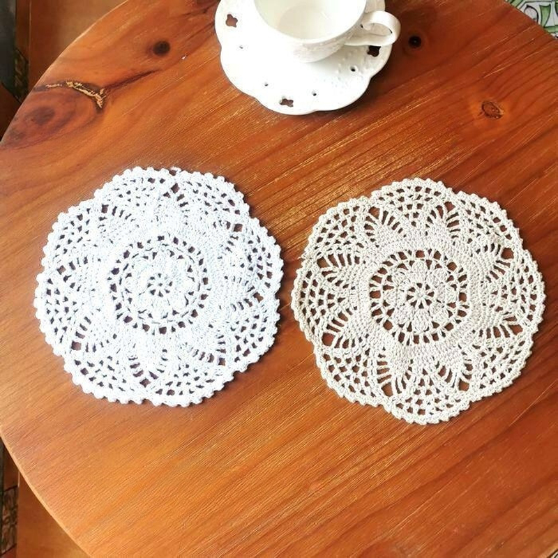 2/4PCS Lace Round Cotton Table - Coffee Tea Place บทวิจารณ์และราคา
