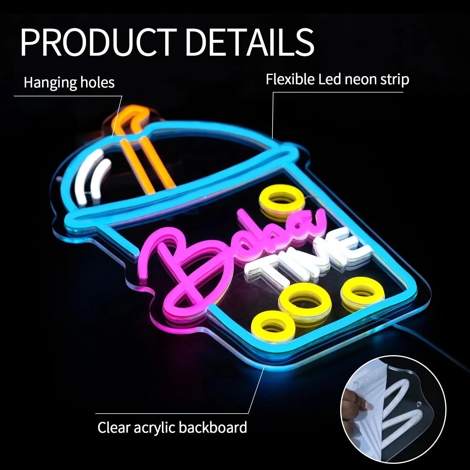 Boba Time Neon Sign for Wall D - Coffee Tea Boba บทวิจารณ์และราคา
