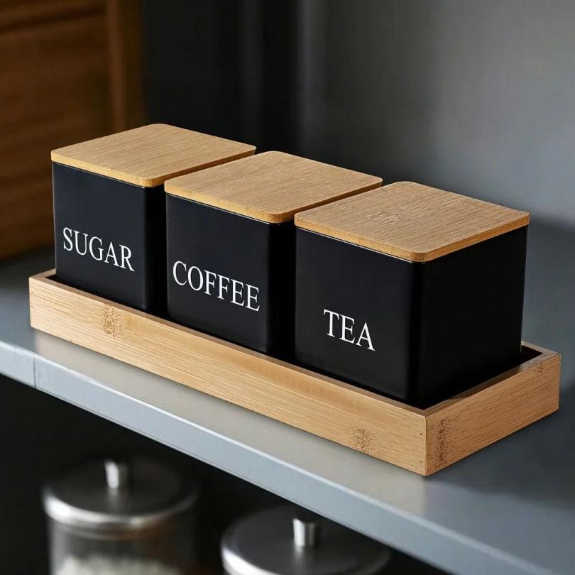 500ml Black White Box with Lid - Tea Coffee Sugar Container บทวิจารณ์และราคา