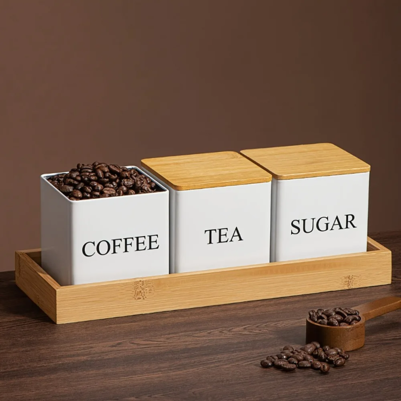 500ml Black White Box with Lid - Tea Coffee Sugar Container บทวิจารณ์และราคา