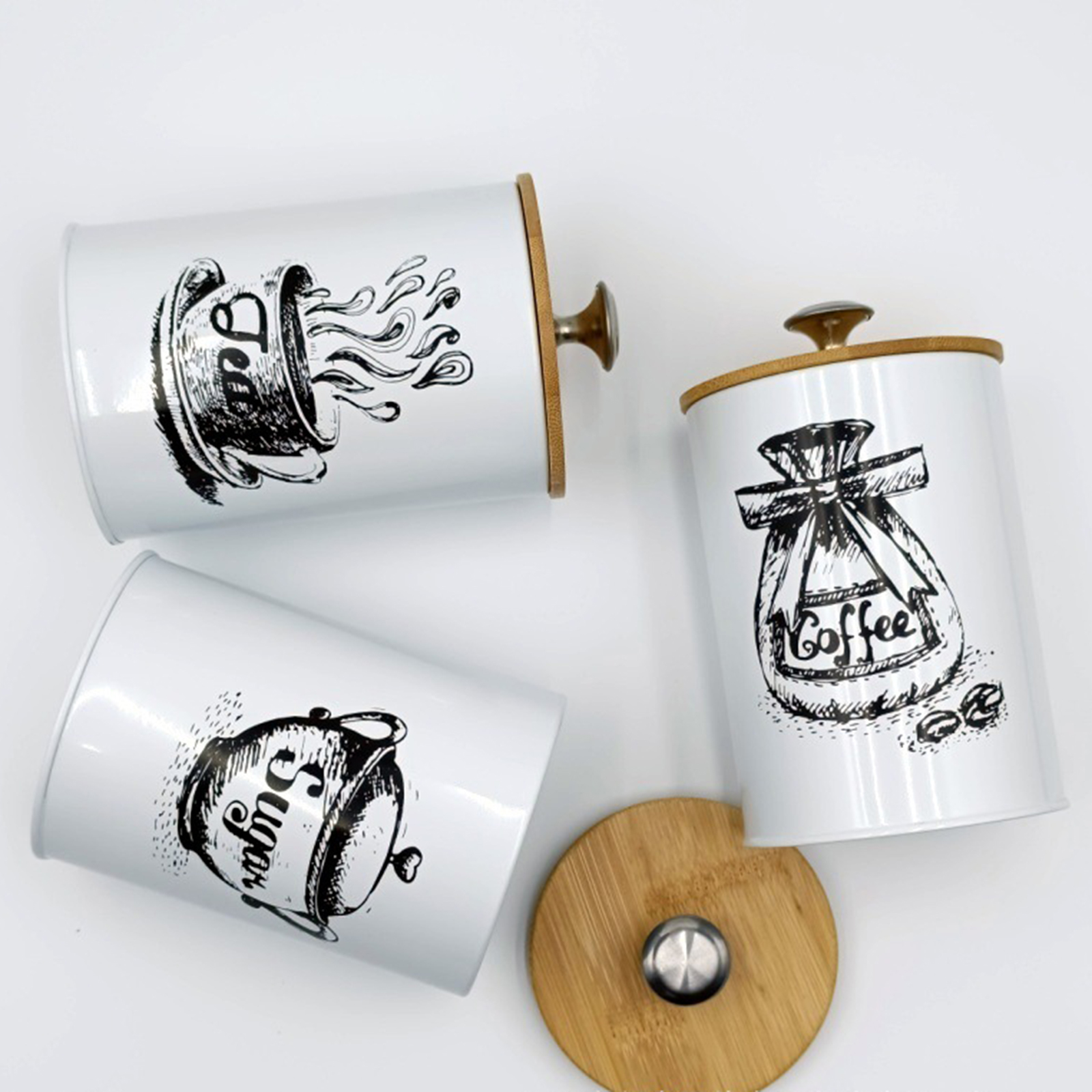 3Pcs Sealed Coffee Canister Se - Tea Coffee Sugar Container บทวิจารณ์และราคา