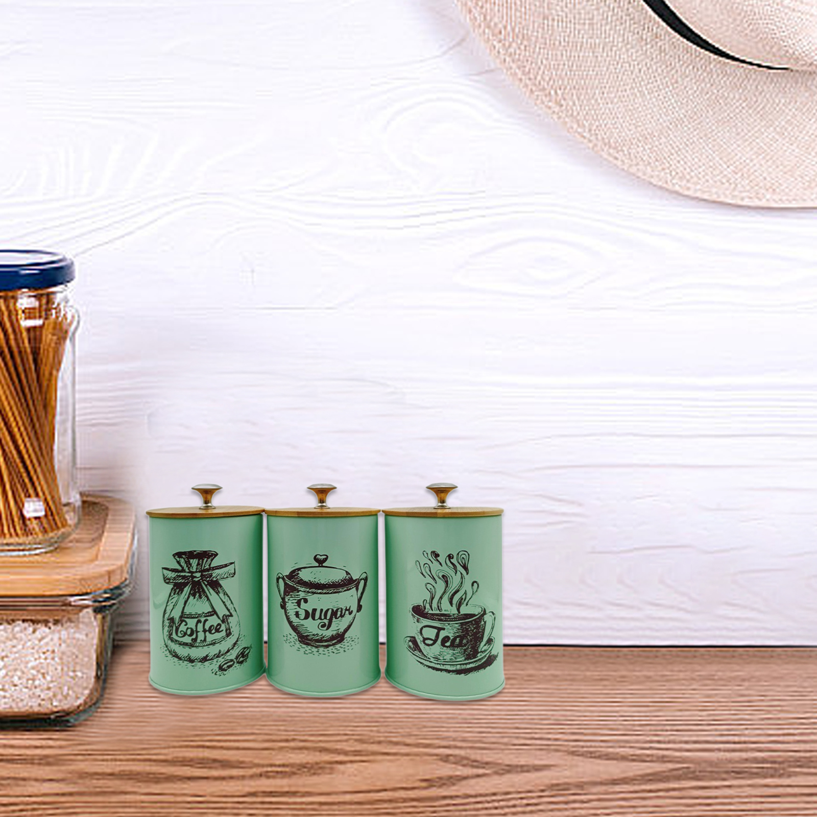 3Pcs Sealed Coffee Canister Se - Tea Coffee Sugar Container บทวิจารณ์และราคา