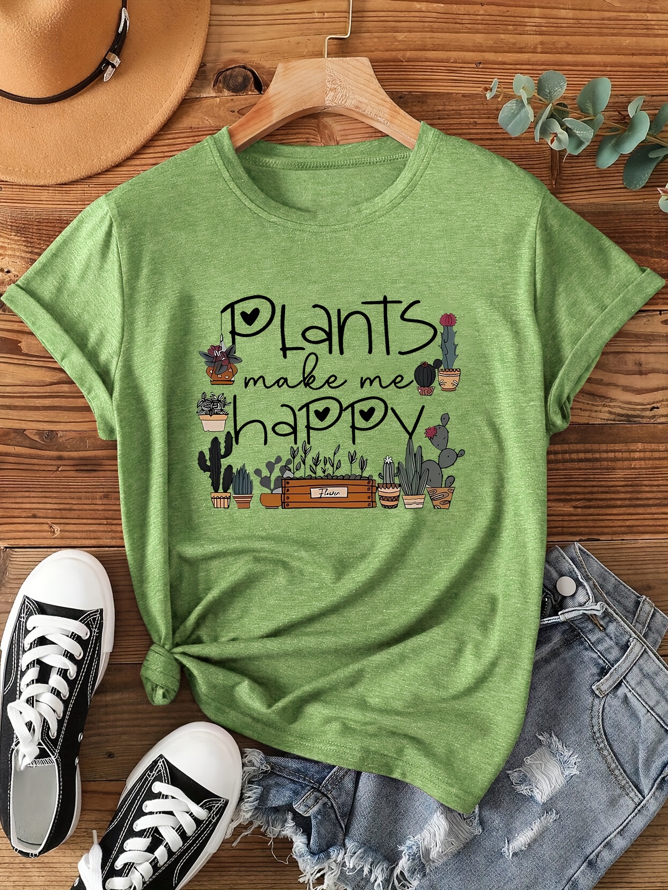 Plants Make Me Happy Women's T - Coffee Tea Or Me บทวิจารณ์และราคา