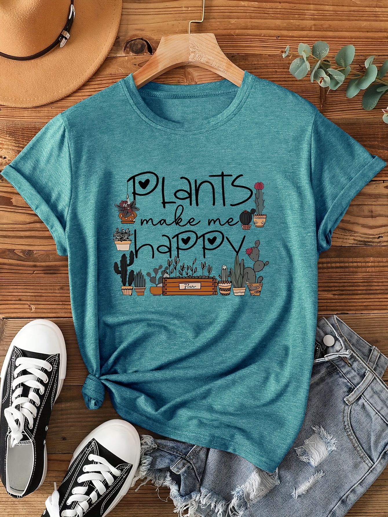 Plants Make Me Happy Women's T - Coffee Tea Or Me บทวิจารณ์และราคา