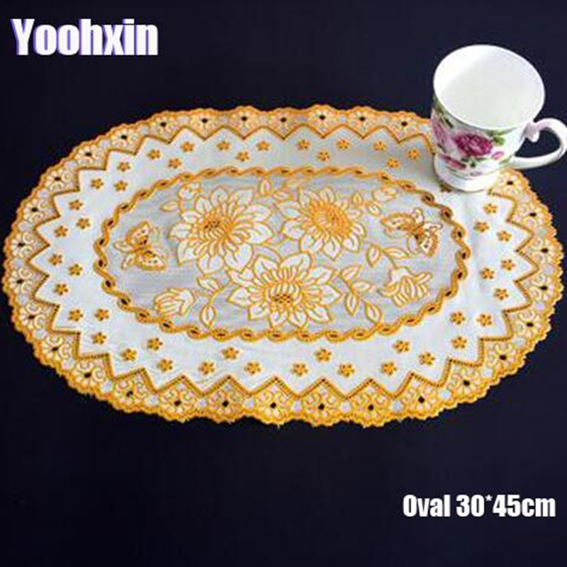 HOT Oval Lace PVC Gold Plastic - Coffee Tea Place บทวิจารณ์และราคา