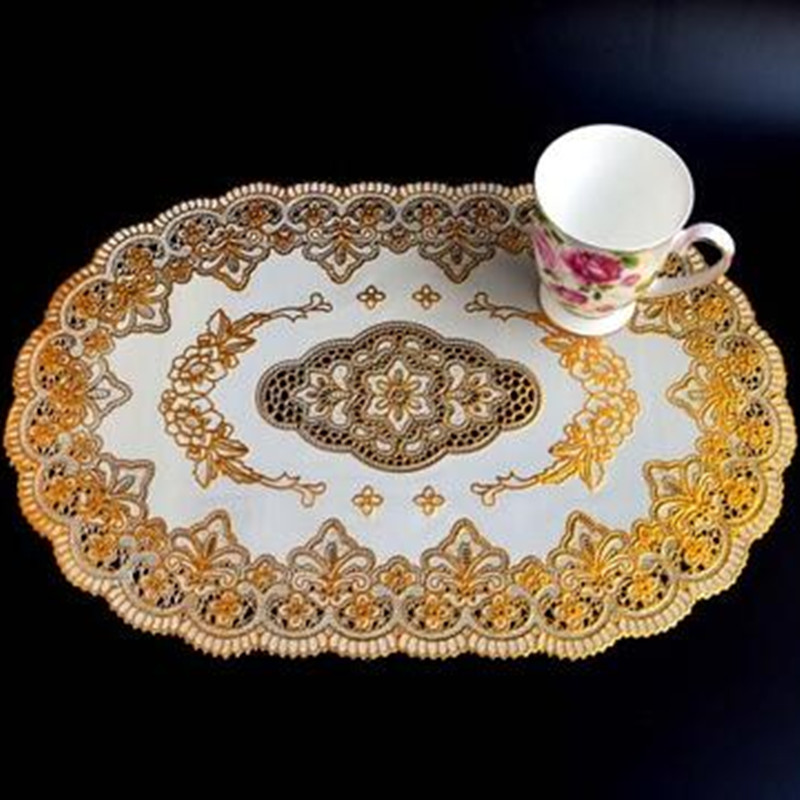 HOT Oval Lace PVC Gold Plastic - Coffee Tea Place บทวิจารณ์และราคา