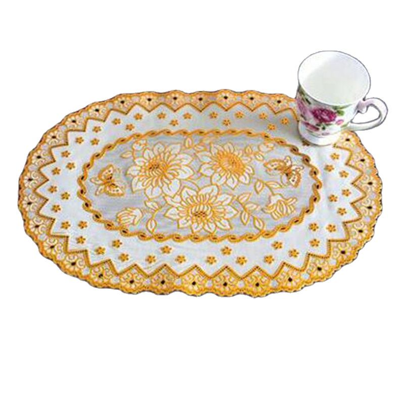 HOT Oval Lace PVC Gold Plastic - Coffee Tea Place บทวิจารณ์และราคา