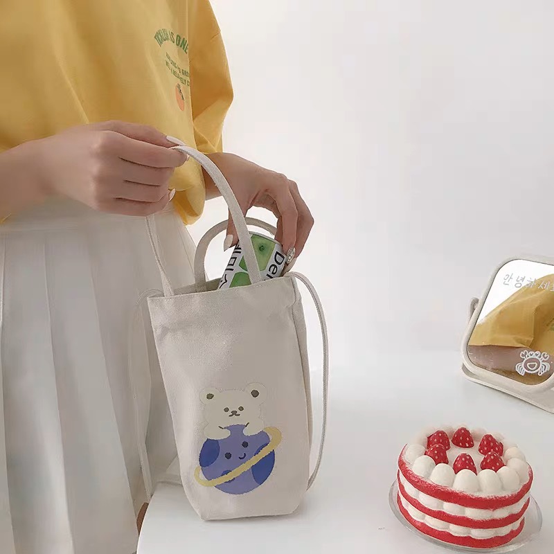 Print Canvas Water Bottle Bag  - Coffee Tea Name บทวิจารณ์และราคา