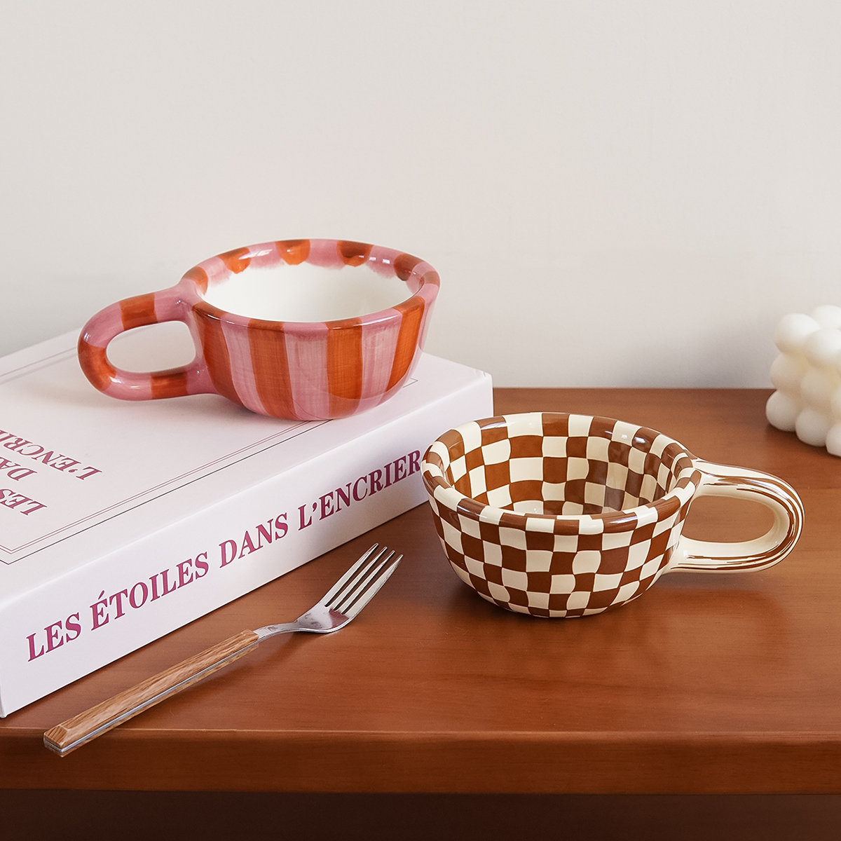 1Pc 220ml Checkerboard Ceramic - Coffee Tea Flask บทวิจารณ์และราคา