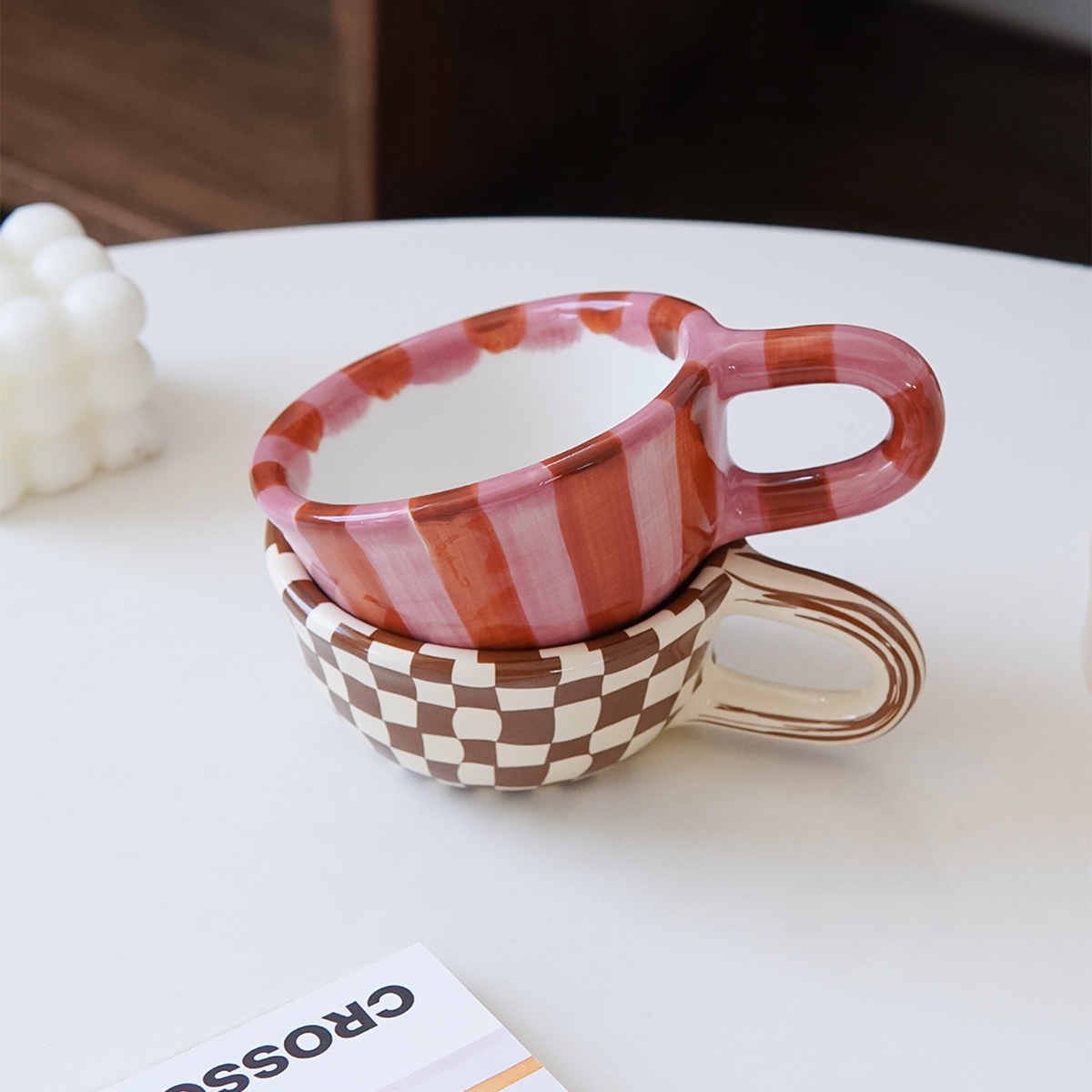 1Pc 220ml Checkerboard Ceramic - Coffee Tea Flask บทวิจารณ์และราคา