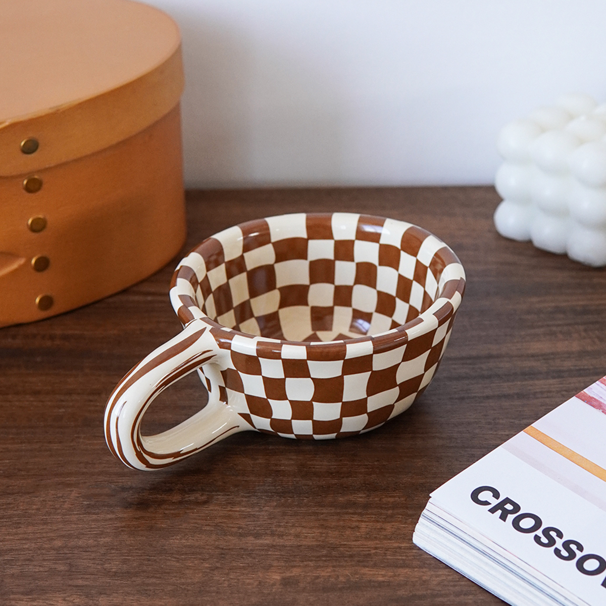 1Pc 220ml Checkerboard Ceramic - Coffee Tea Flask บทวิจารณ์และราคา