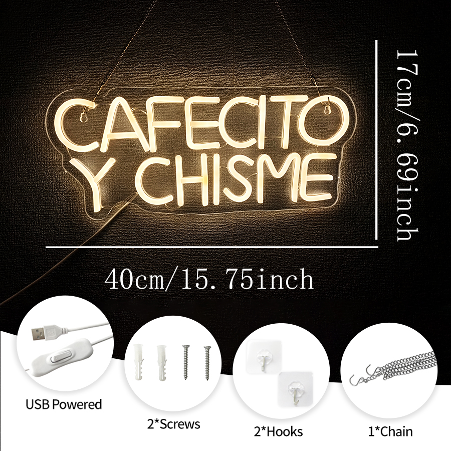 Cafecito Y Chisme Neon Sign, V - Coffee Tea Neon Sign บทวิจารณ์และราคา